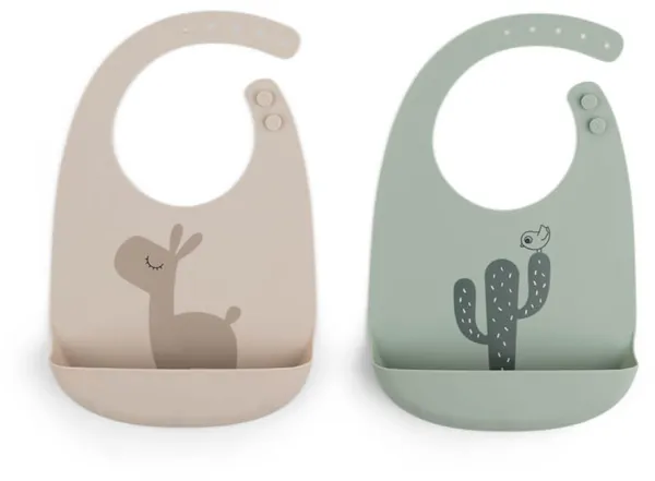 Bavaglini in silicone 2 pz. - lalee sabbia/verde