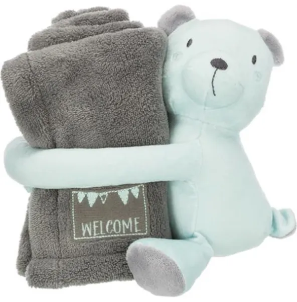 Trixie Junior Set Coccola Coperta/Orso Peluche 75 × 50 cm grigio/menta